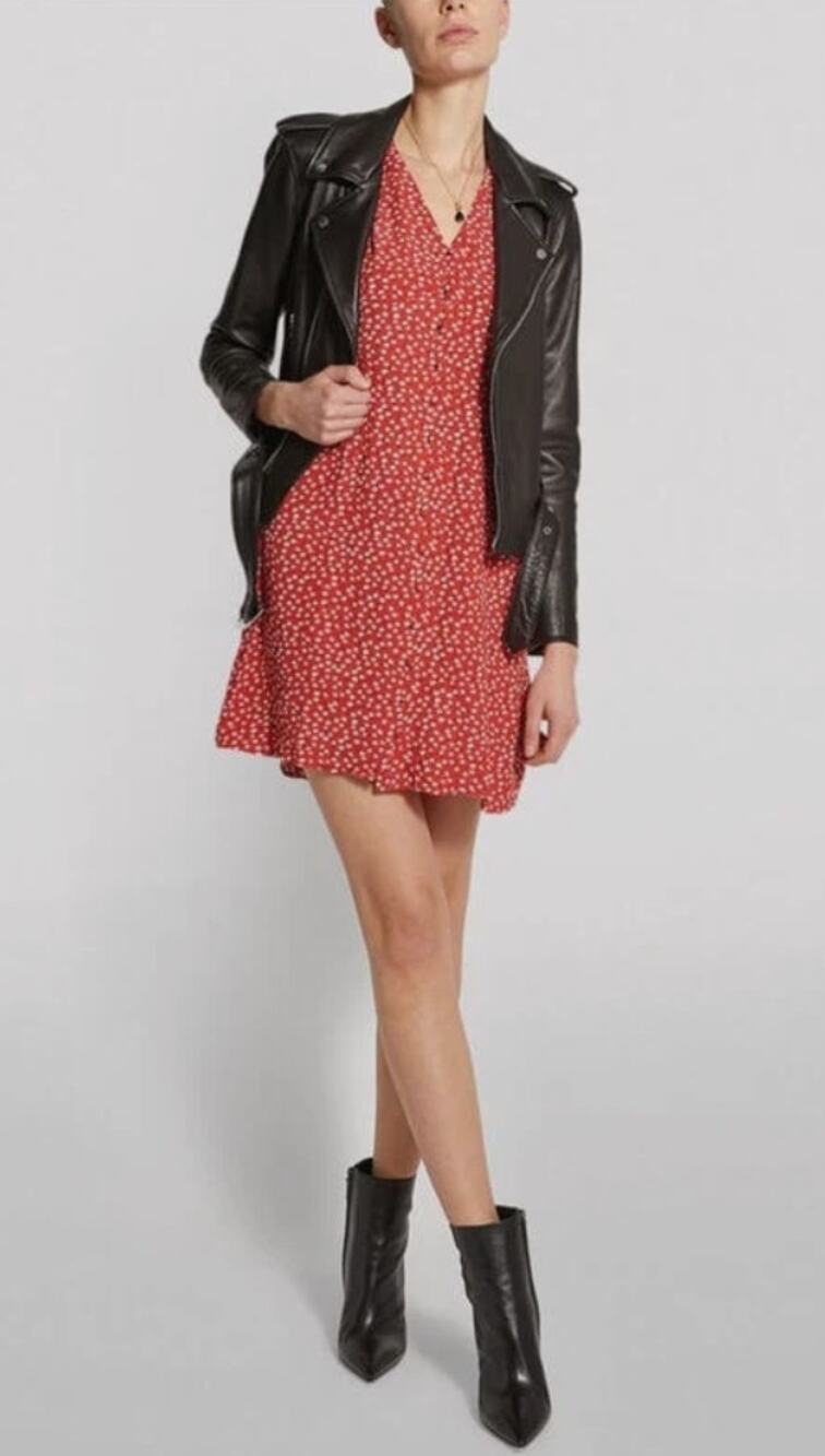 Rails Helena Mini Dress Flutter Sleeves Carmine Ditsy Daisies Size XXL NWT Y2K